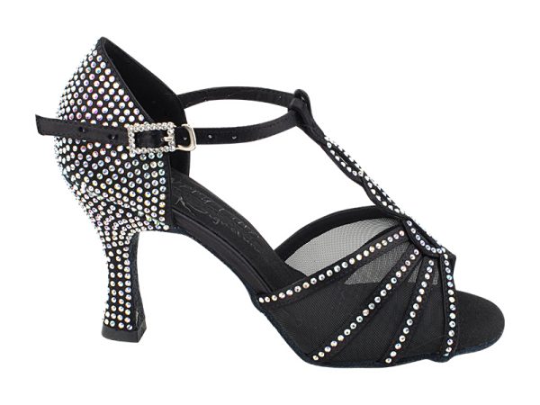 S1009CC-Black-Satin-2.jpg S1009CC: Very Fine Dancesport Shoes - Ladies Crystal Collection shoes