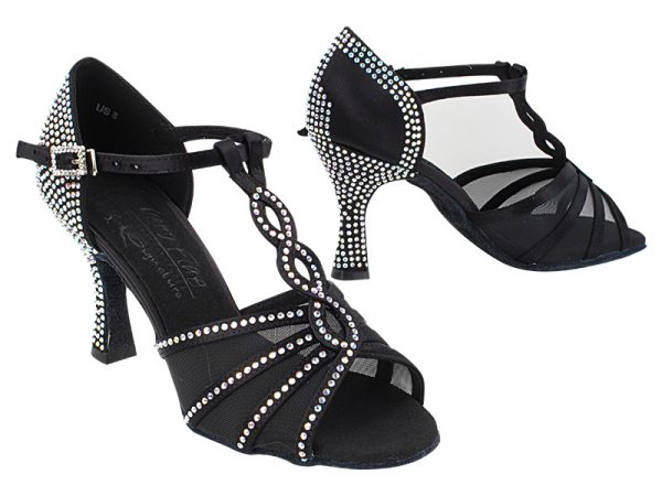 S1009CC-Black-Satin.jpg S1009CC: Very Fine Dancesport Shoes - Ladies Crystal Collection shoes
